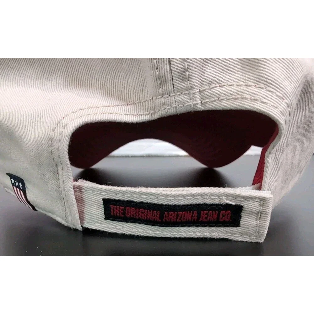 USA hat by ARIZONA JEANS CO.  RED KHAKI  FLAG  Adjustable  NWT
